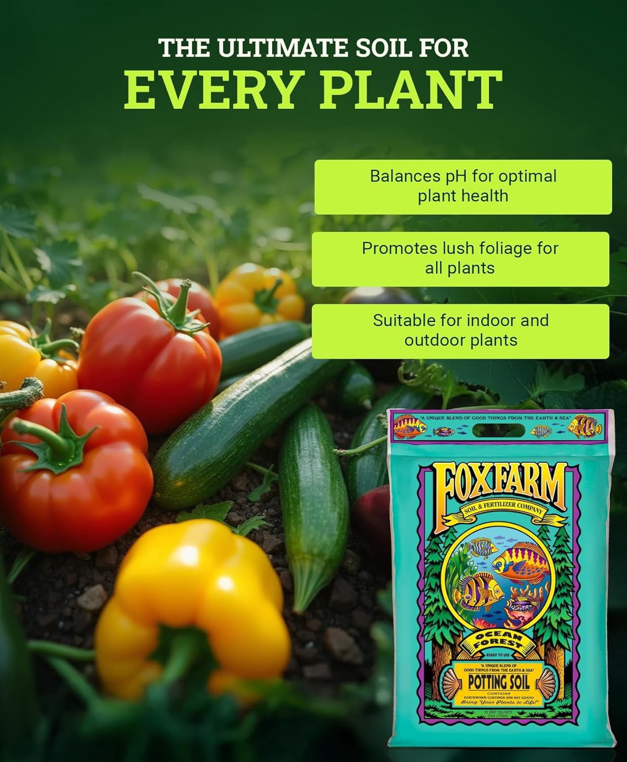 Ocean Forest Potting Soil, 12qt – Light, Aerated Texture, Designed for All Container Plants – pH Adjusted for Optimal Nutrient Uptake, Effectively Retains Moisture (12 Quart (3 Pack))