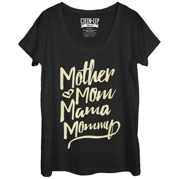 Women's CHIN UP Mother Mom Mama Mommy  Scoop Neck Black Large