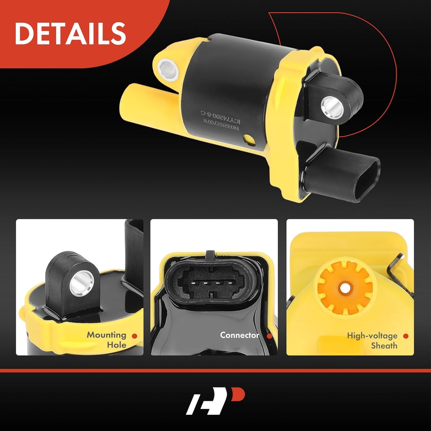 A-Premium Yellow Engine Ignition Coil Pack Compatible with Chevrolet Silverado 1500 2500 HD, Suburban, Camaro, Tahoe, Express 2500 & GMC Sierra 1500, Yukon & Cadillac Escalade & Isuzu NQR, 8-PC Set