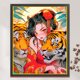 thumbnail image 3 of Hilo de bordar de algodón completo 11CT estampado de tigre y niña Wdftyju 50x60cm, 3 of 9