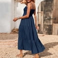 thumbnail image 5 of HAJWOH Dresses for Women Summer Dress Bohemian Spaghetti Strap Smocked Tiered Long Beach Sun Dresses Sleeveless Maxi Dress, 5 of 7