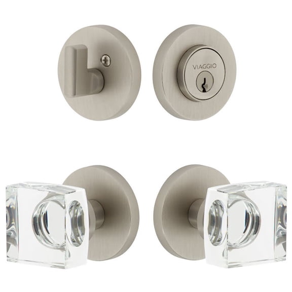 Viaggio Cloqdc_Combo_238 Circolo Solid Brass Single Cylinder Keyed Entry Door Knob Set And
