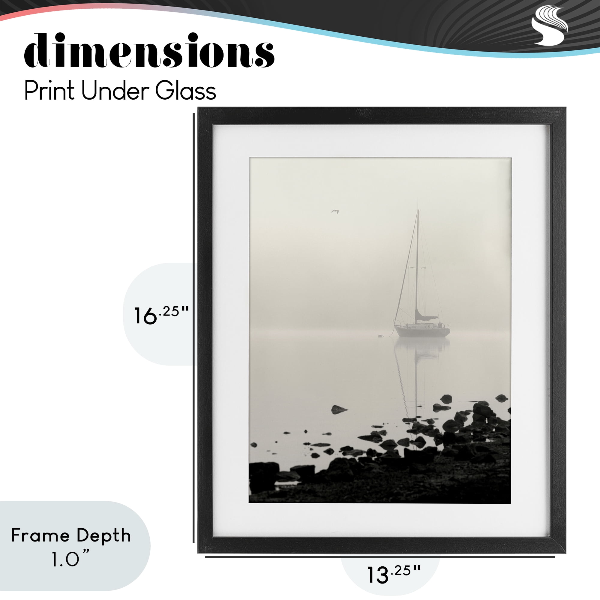 Stupell Industries Moored In Fog Black Framed Print Under Glass, design by Nicholas Bell