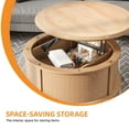 thumbnail image 3 of Uforic Round Lift-Top Coffee Table with Rattan Storage, Natural Wood Color, for Living Room & Office, 3 of 5