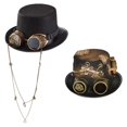 thumbnail image 1 of TISHITA 2 Count Gothic Steampunk Top Hat with Goggles Cosplay Costume Head Wear Gift, 1 of 6