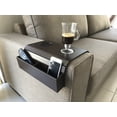 thumbnail image 1 of Sofa Arm Tray Table. Remote Control and Cellphone Organizer Holder, Arm Rest Organizer, Arm Rest Table with Pockets (Dark Brown), 1 of 8