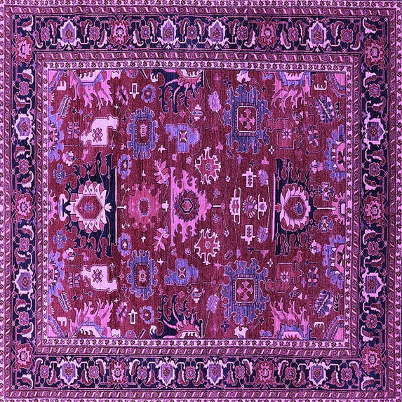 Ahgly Company Indoor Square Oriental Purple Industrial Area Rugs, 7' Square