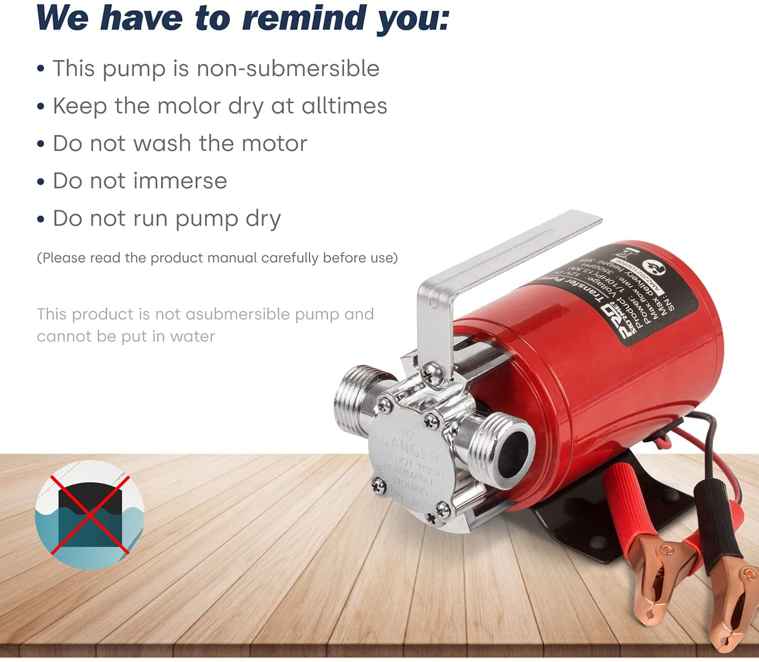 Buy 1/10HP 12V Mini Portable Water Pump, 350GPH DC Utility Pump
