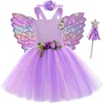 thumbnail image 3 of Vestido de tul con tutú de hada y mariposa de lavanda para niñas, disfraz con alas para fiesta de cumpleaños de carnaval, vestido de princesa de tul, vestido de baile, 3 of 5