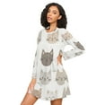 thumbnail image 3 of FORMRS Womens Long Sleeve Nightgowns Crew Neck Sleep Shirt Soft Pajamas Sizes S-3XL, Light Gray Cat Pattern, 3 of 8