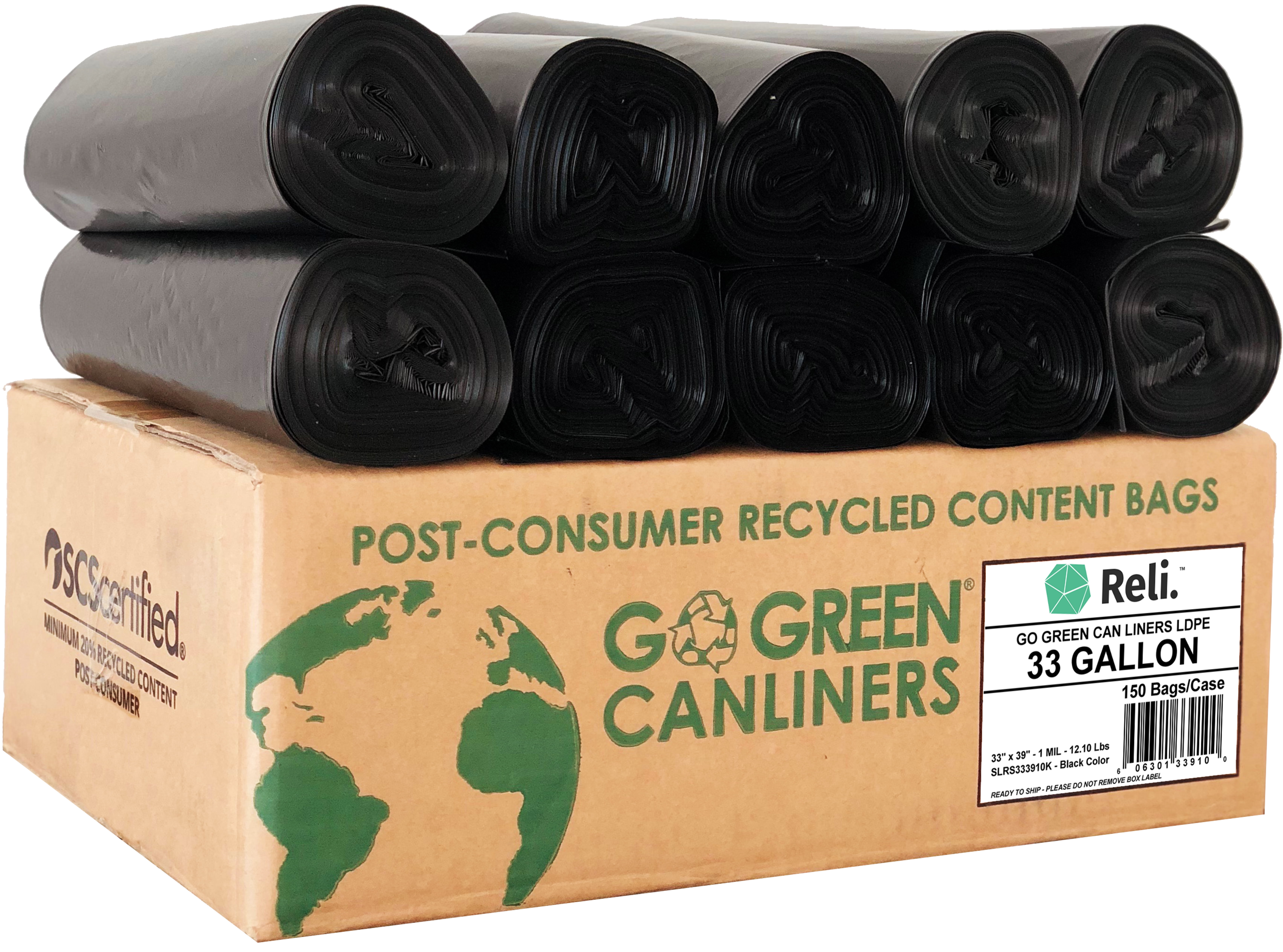 Eco-Friendly Recyclable EcoStrong 40-45 Gallon Trash Bags 90 Count Reli 