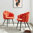 thumbnail image 2 of Side Dining Chair, Set of 2, Orange Black, Velvet, Modern Contemporary, Kitchen Room Cafe Bistro Restaurant Hospitality, 2 of 9