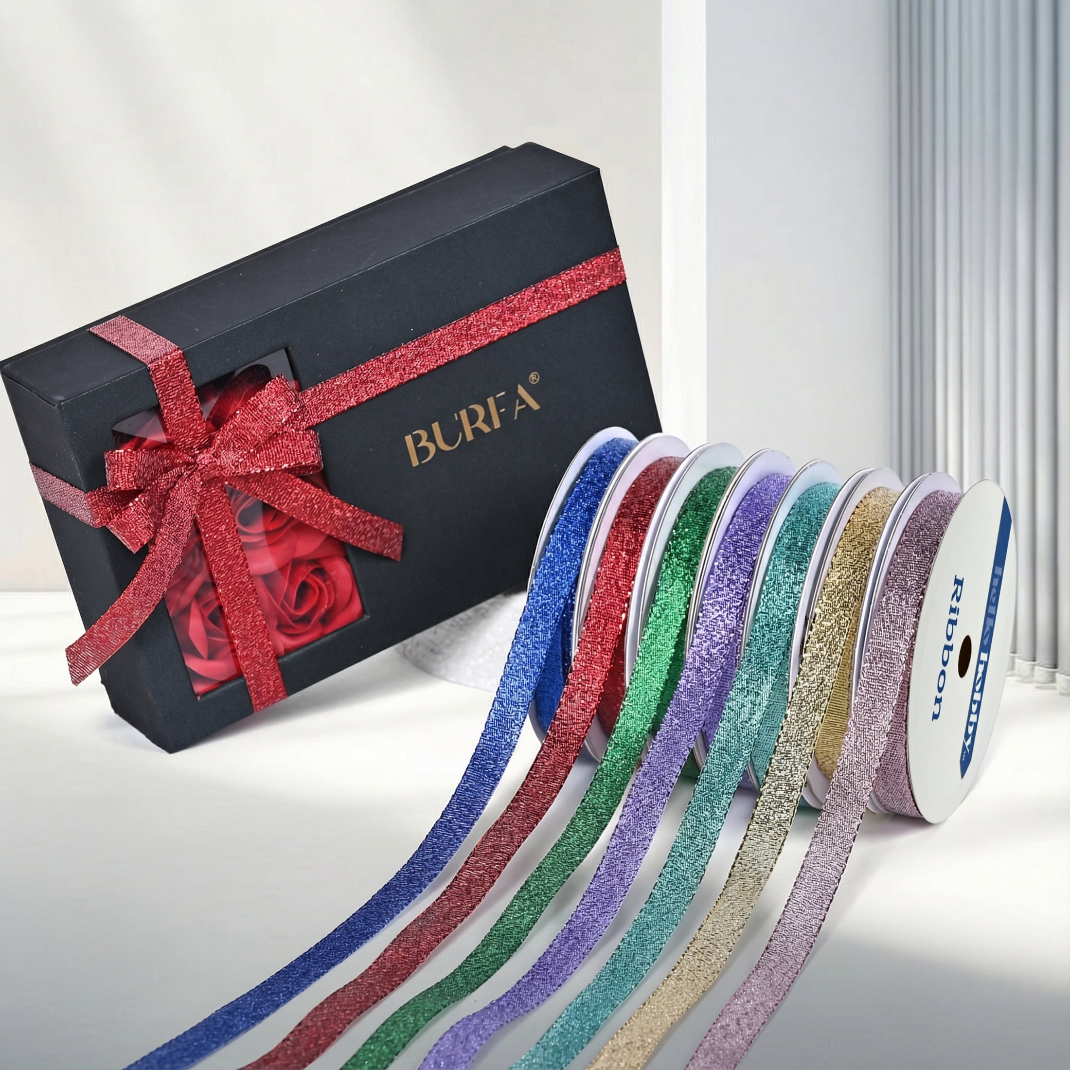 Hello Hobby 3/8" Galena Metallic Aqua Ribbon, 3 yards