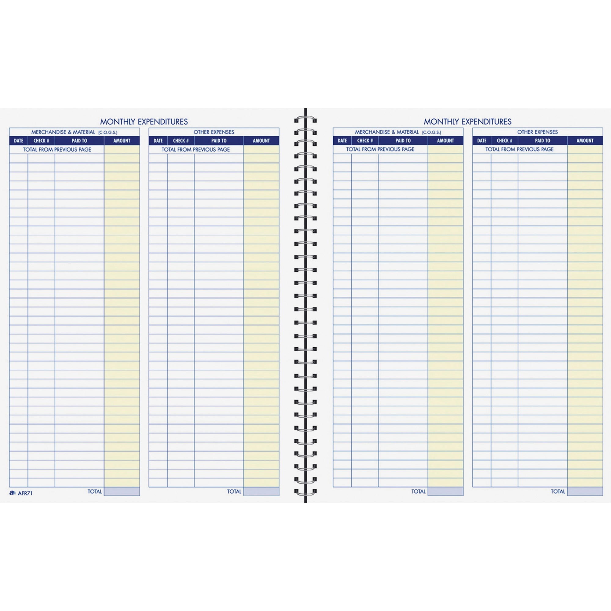 Adams Monthly Bookkeeping Record