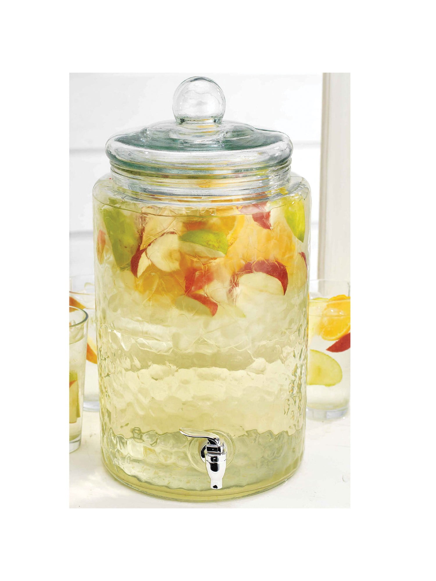 Del Sol 3Gallon Glass Beverage Dispenser Round Drink Jug with LeakFree Spigot for Iced Tea