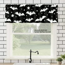 JOOCAR Black White Bat Star Pattern Polyester Window Valance Curtain for Home Kitchen Living Room Bedroom Bathroom Decor 54x18 inch