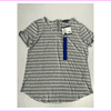 Ellen Tracy Women's Zipper Back Striped TopBlouse,Heather Grey,XL