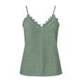 thumbnail image 7 of Women's Eyelets Camisole Lace Trim Loose V Neck Spaghetti Straps Tank Tops Sleeveless Summer Going Out Blouse Shirts, 7 of 7