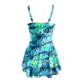 thumbnail image 6 of WAYUTE One Piece Swimsuit Women Casual Floral Print Shirred Swimsuit with Cover Up Summer Beachwear Tummy Control Bathing Suit, 6 of 7