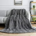 thumbnail image 4 of Anjee Faux Fur Weighted Blanket Twin Size 15 Pounds, 48" x 72" Sherpa Heavy Blanket Throw for Couch Sofa Bed, Super Soft Plush Fleece & Warm Cozy Sherpa Reverse, Great for Calming and Relax, Gray, 4 of 10