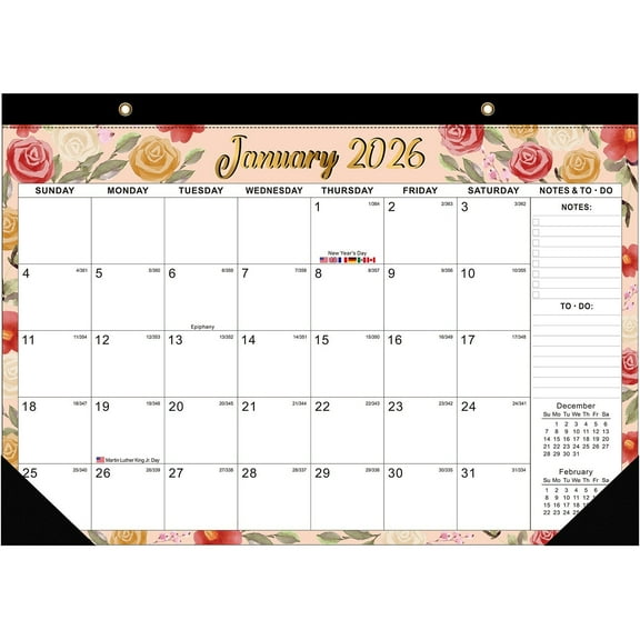 18-Month Wall Calendar 2026-2027 January 2026 to June 2027 Extra Large 22" Desk Calendar with Watercolor Art Thick Ink-Proof Paper and Marked Holidays for Home Office Planning(1PCS) JASKFLY