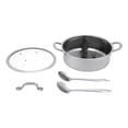 thumbnail image 3 of Hot Pot with Divider, 304 Stainless Steel Pot with Glass Lid, Hot Pot with Spoon/ Leaky Spoon Modern Silver, 3 of 13