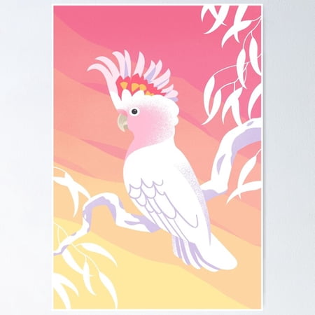 Poster Major Mitchell Cockatoo Sunset - No Framed, Vintage Wall Art, Trendy Retro Print, Positive Quote Poster, Room Decor, Wall Art, Poster Only