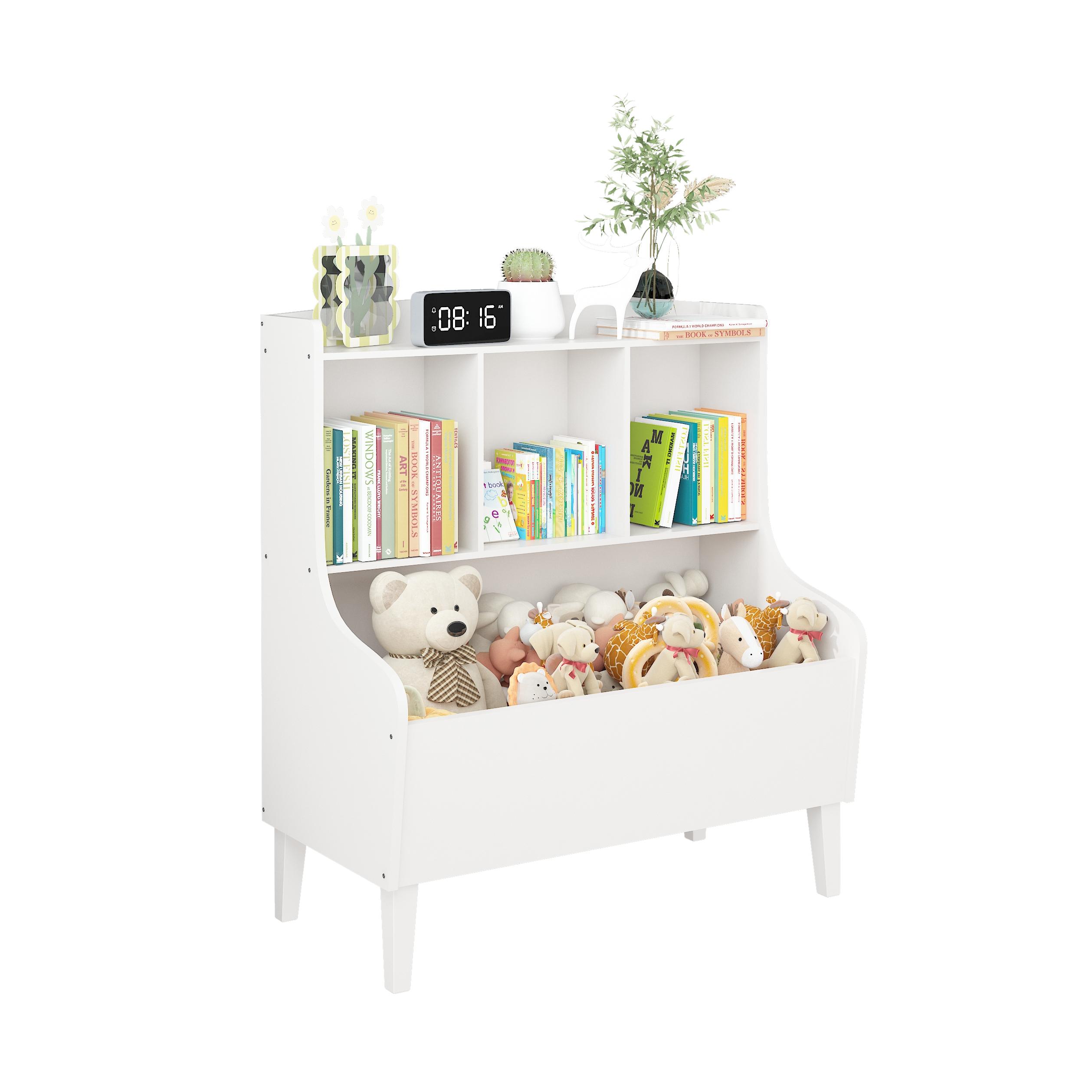 BALANBO Kids Bookshelf,  Toy Storage Organizer Market Bin Cubby, Toy Chest for 3-12 Years Old, White