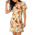 thumbnail image 2 of Fuzoiu Autumn With Birds Print Women Nightgowns, Soft Comfy Lightweight Short Sleeves Sleepwear,Crew Neck Loungewear, 2 of 6