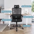 thumbnail image 3 of Ergonomic Mesh Task Chair with Lumbar Support and Adjustable Headrest, High Back Executive Rolling Swivel Computer Chair for Home Office Study Working, 3 of 10