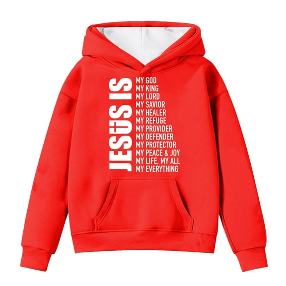 Chenglor Jesus Loves You Hoodie Kids 10-12 Girls Sweatshirts Winter Warm Pullover With Hood and Pockets for Outdoor Activities Ages 4 14 Years