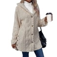 thumbnail image 4 of Aellinatey Women's Wool Jacket Button-Down Jacket Hooded Side-Open Cardigan Jacket, 4 of 20