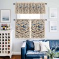 thumbnail image 2 of Sharks Kitchen Curtains Valances and Tiers Set of 3 Retro Ocean White Blue Brown Sharks Linen Texture Tier Curtains and Valance with Rod Pocket for Small Windows, 27.5"x24", 2 of 9