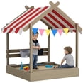 thumbnail image 1 of Outsunny Outdoor Sandbox with Cover for 3-7 Years Old, Backyard, Grey, 1 of 10