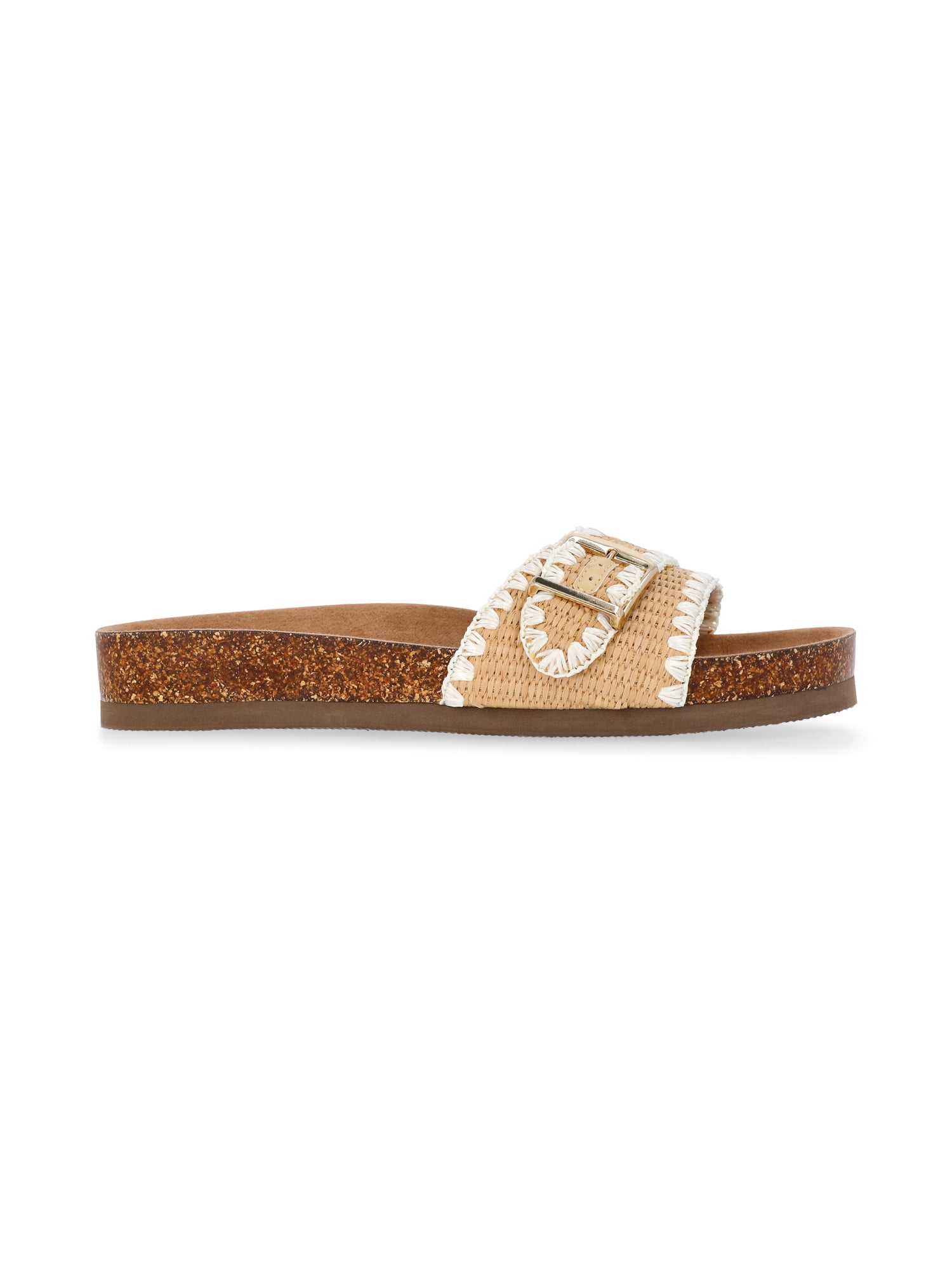 Time and Tru Women's One Buckle Footbed Slide Sandals
