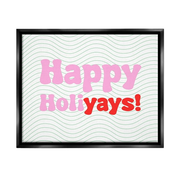 Stupell Industries Happy Holiyays Patterned Holiday Painting Black Floater Framed Canvas Art Print Wall Art, 21 x 17