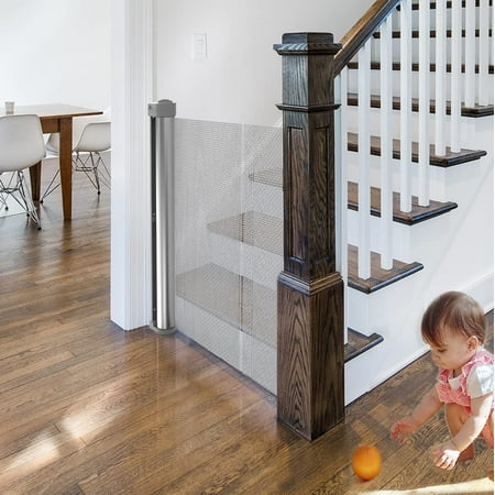 Jool Baby Retractable Baby & Pet Safety Gate, Extra Wide 54" x 34", Indoor & Outdoor, Gray