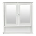 thumbnail image 3 of IVV Bathroom Cabinet, Wall Mount Storage Cabinet with Double Mirror Doors and Open Shelf, Wood Medicine Cabinet (White), 3 of 9