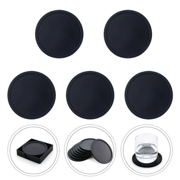 IBASETOY 5Pack Heat Resistant Placemat in Black for Kitchen Table Mats Any Occasion