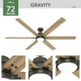 thumbnail image 4 of Hunter - Gravity Indoor Ceiling Fan With Light, Remote, 72-inch, Noble Bronze, Casual-style, 6-speed, Energy Star, WiFi Smarthome, 51886, for Living Rooms, Bedrooms, 4 of 18