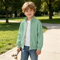 thumbnail image 6 of Boys Girls Corduroy Jackets Solid Color Zipper Long Sleeve Stand Collar Outerwear Kids Fall Winter Trendy Casual Outfits Mint Green 12-13 Years, 6 of 7