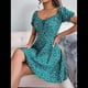 thumbnail image 5 of Vestido Corto de Verano para Mujer, Corte A, con Cuello en Forma de Corazón, Mangas Abullonadas y Cordón Ajustable. Verde XL, 5 of 7