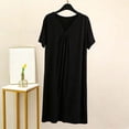 thumbnail image 2 of yillto Short Sleeve Nightgowns for Womens Loose V Neck Pleated Loungewear Sleepwear Soft Nightdress, 2 of 6