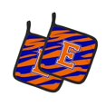 thumbnail image 1 of ""Caroline'S Treasures Monogram Initial E Tiger Stripe - Azul Naranja Par De Agarraderas Cj1023-Epthd 7.5Hx7.5W Multicolor"", 1 of 1