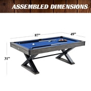Barrington Billiards Felix 7.25 ft Pool Table with 2 Cue Sticks & Complete Accessory Set, Blue
