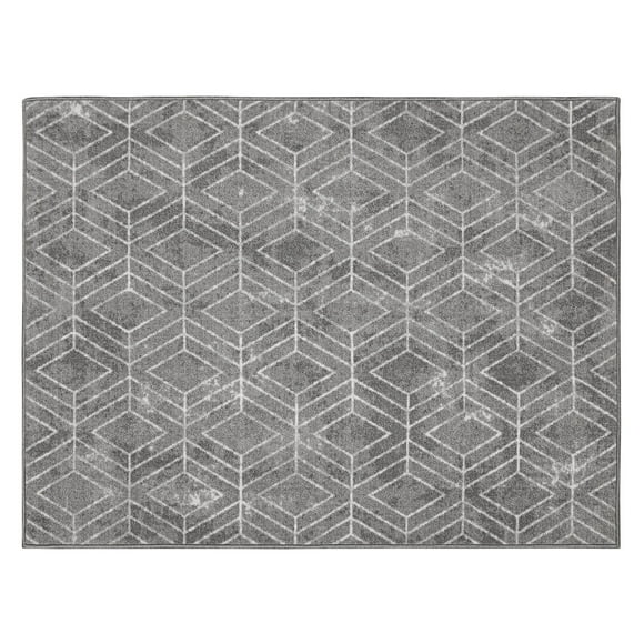 3-ft x 4-ft Malika Grey Printed Floor Mat