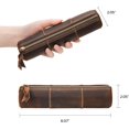 thumbnail image 3 of ABPETE Genuine Leather Pencil Case, Full-Grain Cowhide Leather Pouch, Small Pencil Pouch for Men, Vintage Pen Bag for Adults, Stationery Organizer Case for Work & Travel-Cylinder-Coffee, 3 of 15