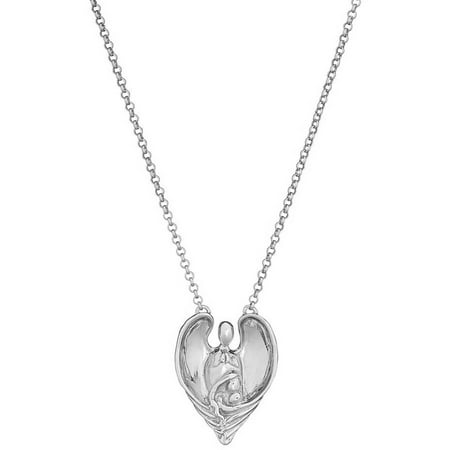 Lavaggi Jewelry Sterling Silver Guardian Of Mother And Child Pendant Necklace, 18 Chain