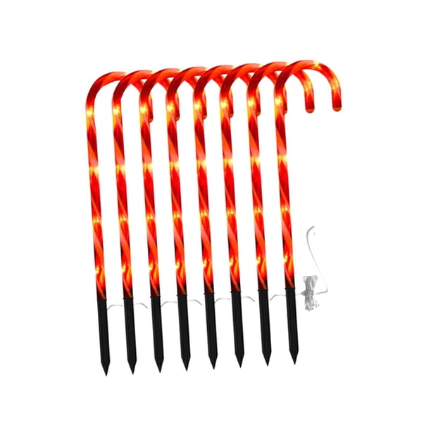 Luces de bastón de Decoraciones Lámpara LED Uso Caja de batería Fácil de instalar Creativo IP65 a prueba de agua para Navidad de 8 lámparas Gloria Luces de bastones de caramelo