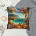 thumbnail image 2 of Leisuo  Hawaiian Pillow Case Aloha Vintage Colorful Swirl Dolphins Palm Trees Flowers Throw Pillow Cover Decorative Square Cushion Canvas for Women Men Sofa Bed, 2 of 5